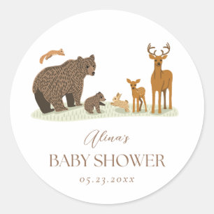 Woodland Forest Animals Baby Shower Classic Round Sticker