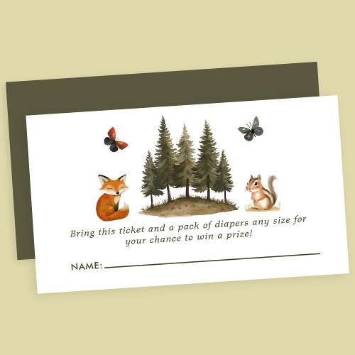 Woodland Forest Animals Baby Shower Diaper Raffle Enclosure Card