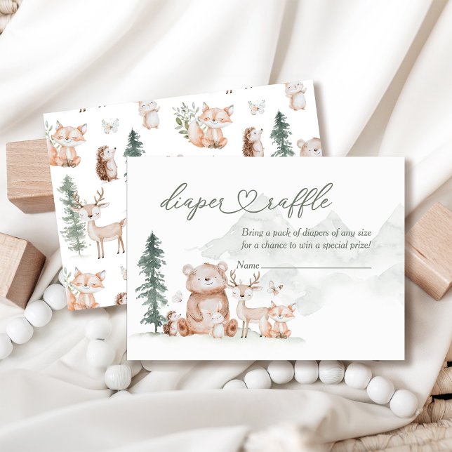 Woodland Forest Animals Baby Shower Diaper Raffle Enclosure Card (Creator Uploaded)