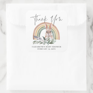 Woodland Forest Animals Baby Shower Favor Square Sticker