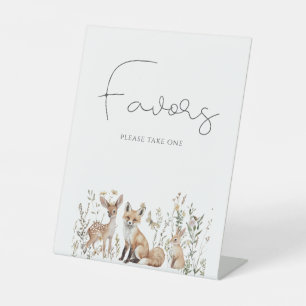 Woodland Forest Animals Baby Shower Favors Pedestal Sign