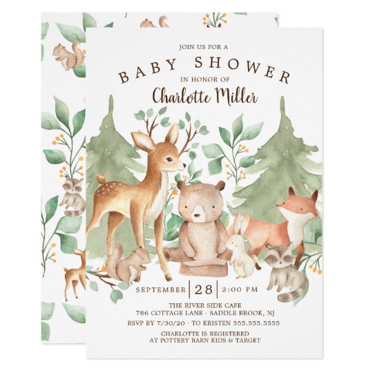 Woodland Forest Animals Baby Shower Invitation | Zazzle.com