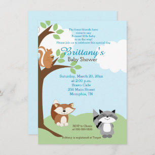 Woodland Forest Animals Baby Shower Invitation