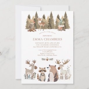 Woodland Forest Animals Baby Shower  Invitation