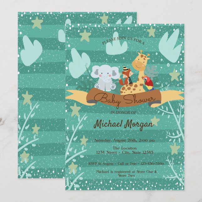 Woodland, Forest Animals Baby Shower Invitation (Front/Back)