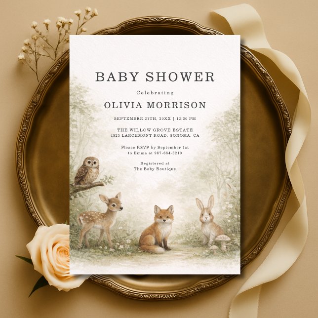 Woodland Forest Animals Baby Shower Invitation (Creator Uploaded)