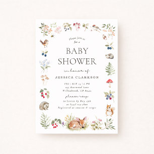 Woodland Forest Animals Baby Shower Invitation