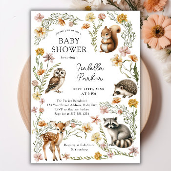 Woodland Forest Animals Baby Shower Invitation by HappyPeoplePrints at Zazzle