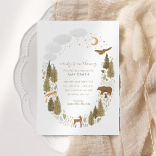 Woodland Forest Animals Baby Shower Invitation