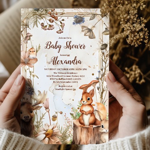 Woodland Forest Animals Baby Shower Invitation