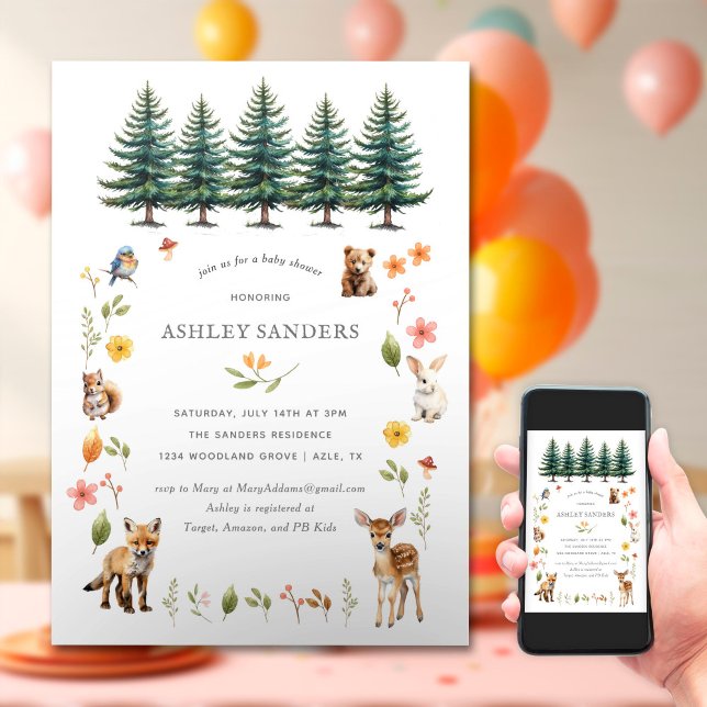 Woodland Forest Animals Baby Shower Invitation (Creator Uploaded)