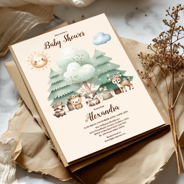 Woodland Forest Animals Baby Shower Invitation (Creator Uploaded)