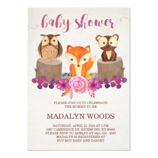 Woodland Forest Animals Baby Shower Invitation | Zazzle.com