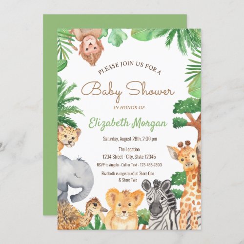 Woodland Forest Animals Baby Shower Invitation