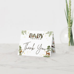  woodland forest animals baby shower letterpress thank you card