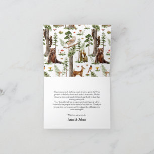  woodland forest animals baby shower letterpress thank you card