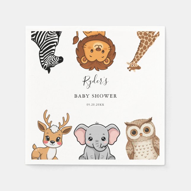 Woodland Forest Animals Baby Shower Napkins (Front)