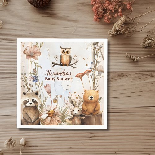 Woodland Forest Animals Baby Shower Napkins