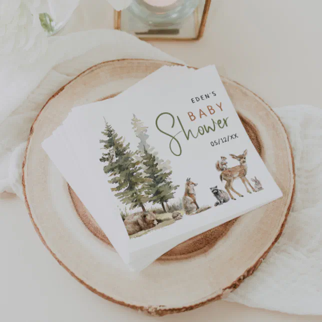 Woodland Forest Animals Baby Shower Napkins | Zazzle