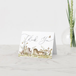 Woodland Forest Animals Baby Shower or Birthday Letterpress Thank You Card