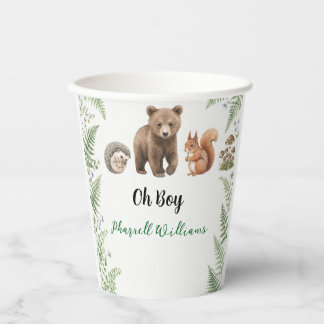 Woodland forest animals baby shower paper cups