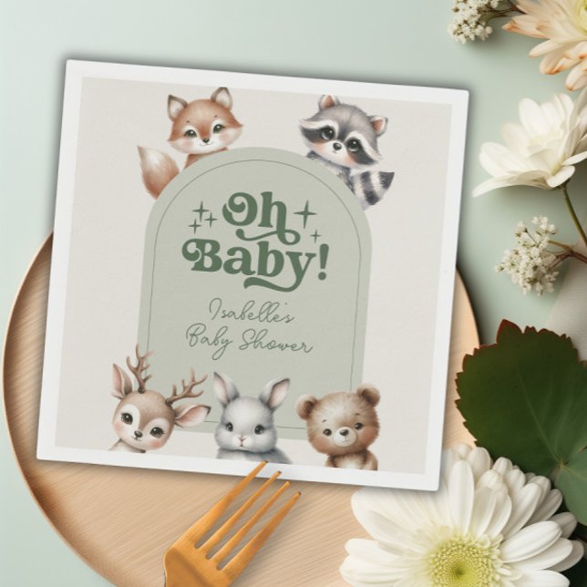 Woodland Forest Animals Baby Shower Paper Napkins (Woodland Forest Animals Baby Shower Paper Napkins)