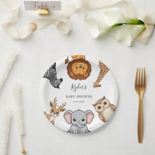 Woodland Forest Animals Baby Shower Paper Plates