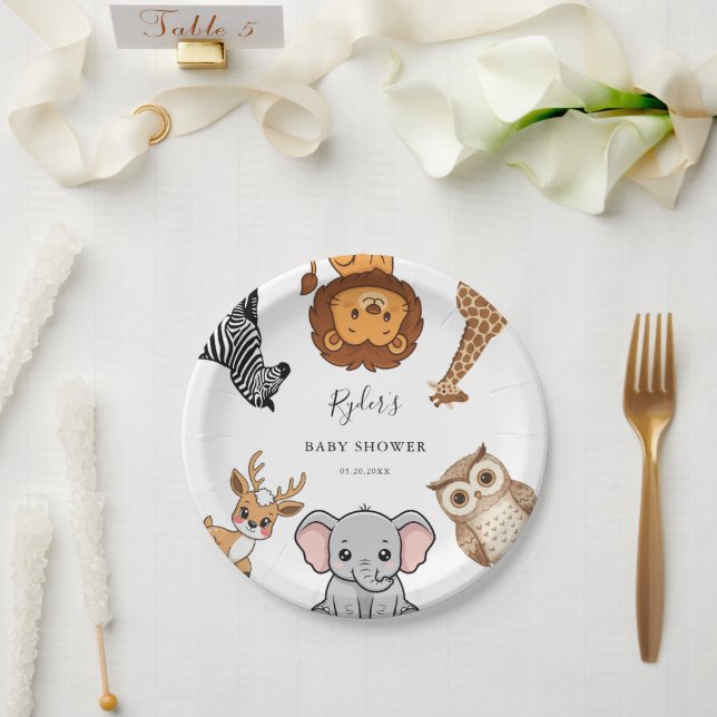 Woodland Forest Animals Baby Shower Paper Plates (Wedding)