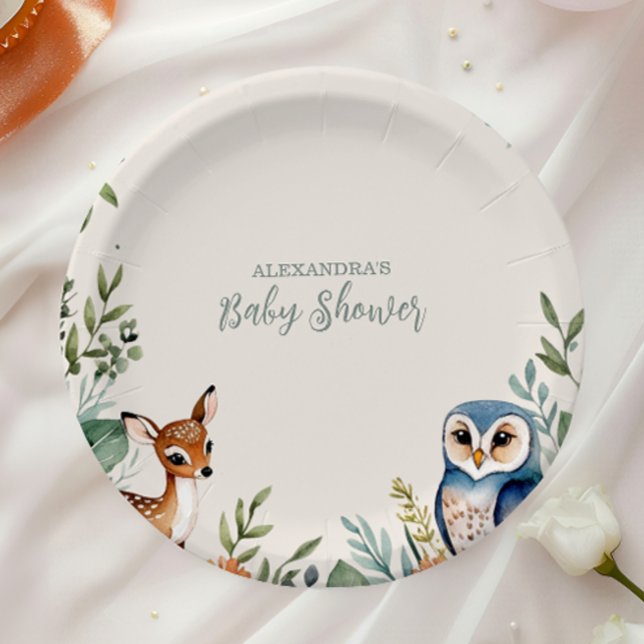 Woodland Forest Animals Baby Shower Paper Plates (Creator Uploaded)