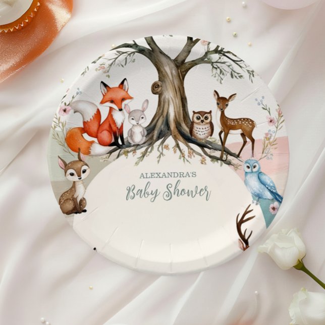 Woodland Forest Animals Baby Shower Paper Plates (Creator Uploaded)