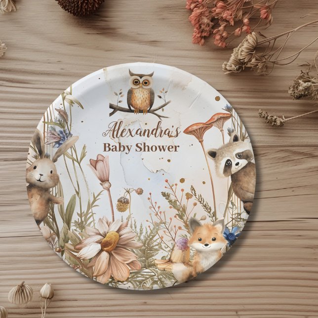 Woodland Forest Animals Baby Shower Paper Plates (Creator Uploaded)