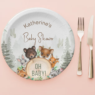 Woodland Forest Animals Baby Shower Paper Plates