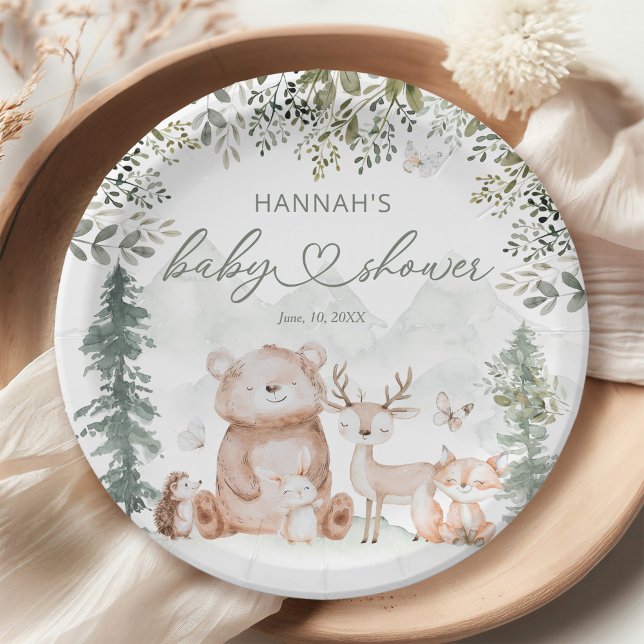 Woodland Forest Animals Baby Shower Paper Plates (Creator Uploaded)