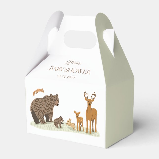 Woodland Forest Animals Baby Shower Party Favor Boxes (Front Side)
