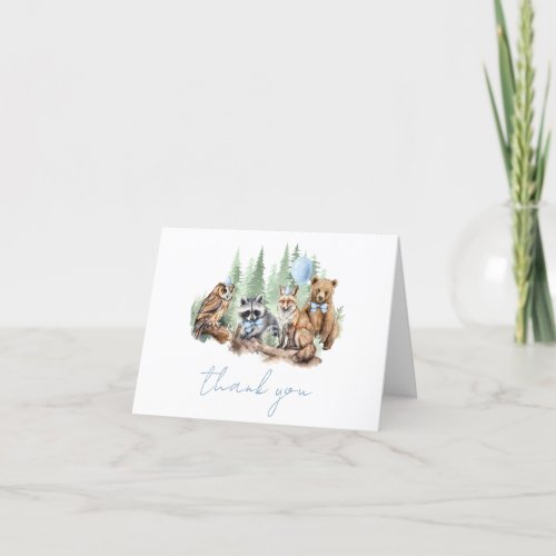 Woodland forest animals baby shower thank you card