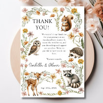 Woodland Forest Animals Baby Shower Thank You Card