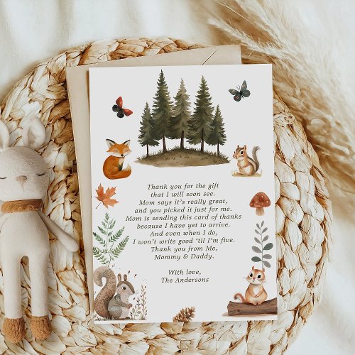 Woodland Forest Animals Baby Shower Thank You Card