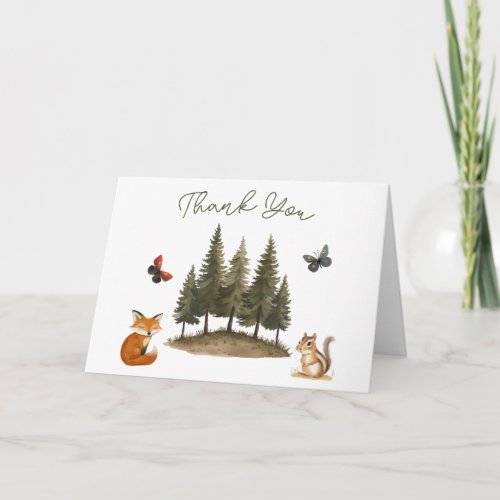 Woodland Forest Animals Baby Shower Thank You Card