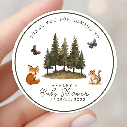Woodland Forest Animals Baby Shower Thank You Classic Round Sticker