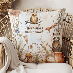Woodland Forest Animals Baby Shower Throw Pillow