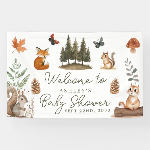 Woodland Forest Animals Baby Shower Welcome Banner
