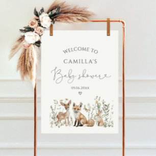 Woodland Forest Animals Baby Shower Welcome Foam Board