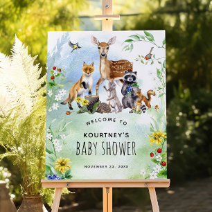 Woodland Forest Animals Baby Shower Welcome Foam Board