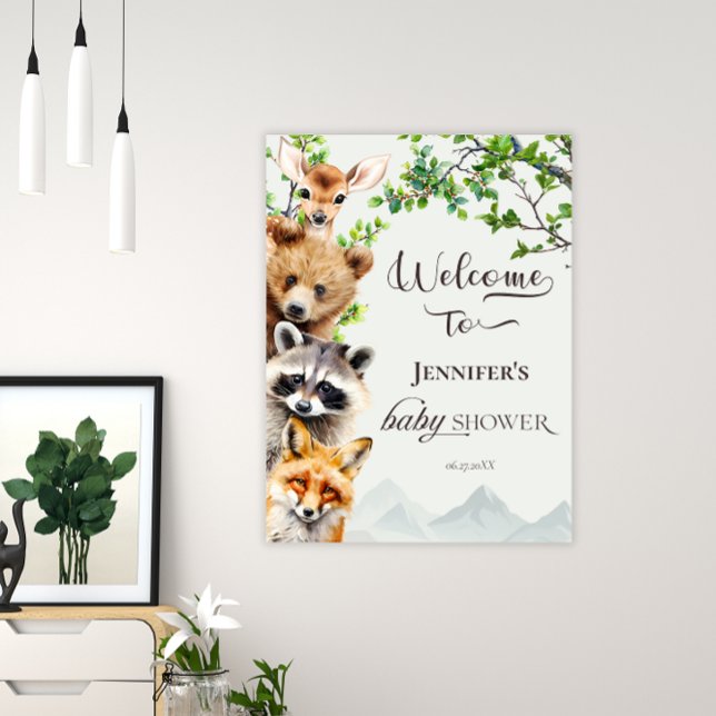 Woodland Forest Animals Baby Shower Welcome Poster (Creator Uploaded)