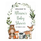Woodland forest animals baby shower welcome sign