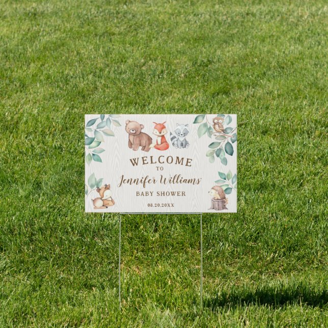 Woodland forest animals baby shower welcome sign (Insitu)