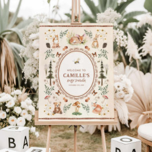 Woodland Forest Animals Baby Shower Welcome Sign