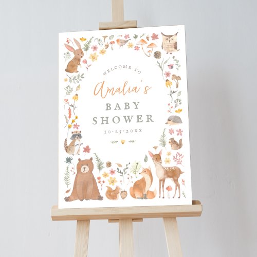 Woodland Forest Animals Baby Shower Welcome Sign
