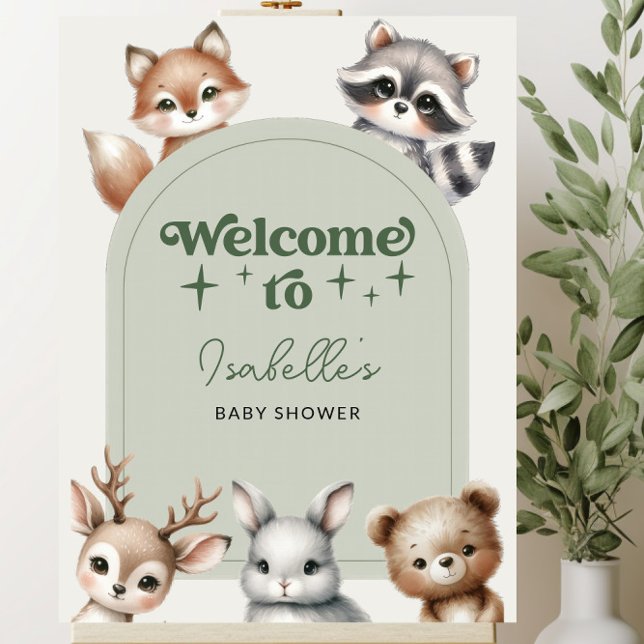 Woodland Forest Animals Baby Shower Welcome Sign (Woodland Forest Animals Baby Shower Welcome Sign)