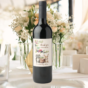 Woodland Forest Animals Baby Shower Wine Label